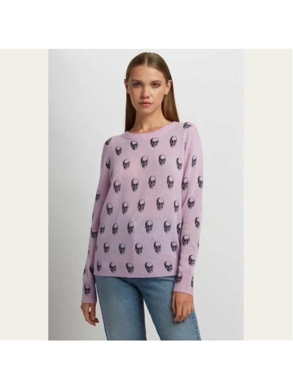 360 Cashmere | Elisa Skull Cashmere Crewneck In Lavender